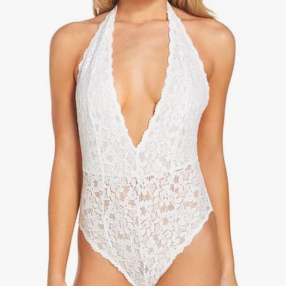 NEW Free People White Avery Lace Bodysuit size Large - Picture 6 of 14